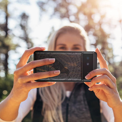 Carveit Handyhülle für Google Pixel 6 Case [Holz und TPU Silikon Hybrid hülle] Stossfeste Stossstang