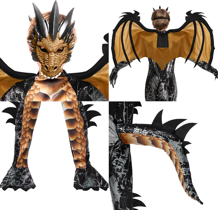 Spooktacular Creations Kind Jungen Drachenkostüm, Drachenflügel und Maske, Halloweenanzug Drachenanz