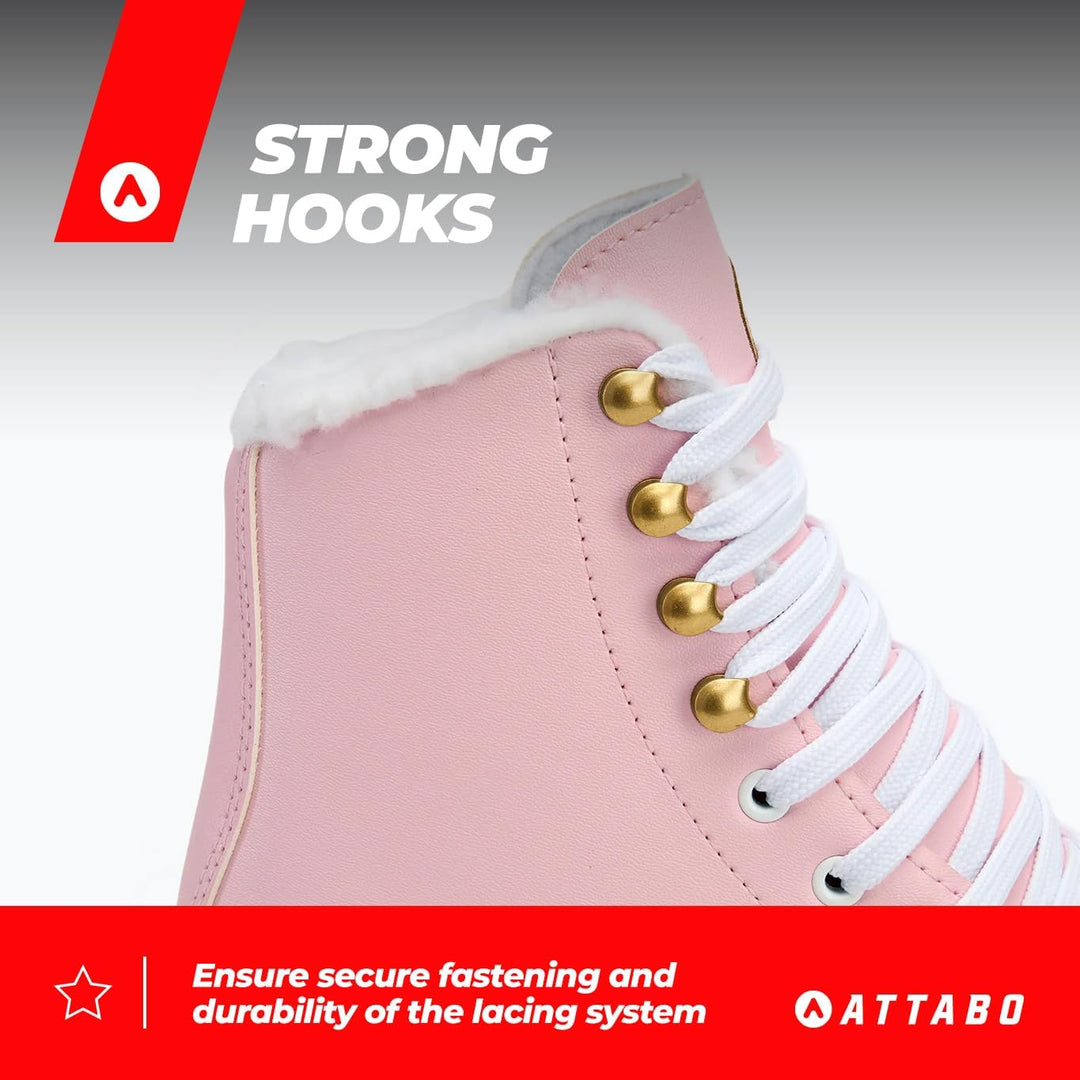 ATTABO ISLA Kinder Eiskunstlauf Schlittschuhe | PVC-Obermaterial | Edelstahlkufen | Verstärkte Knöch