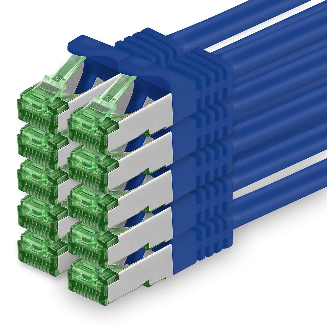 Cat7 Netzwerkkabel 3m - Blau - 10 Stück - Cat 7 Ethernetkabel Lankabel Lan 10Gbits Patchkabel Rj45 f