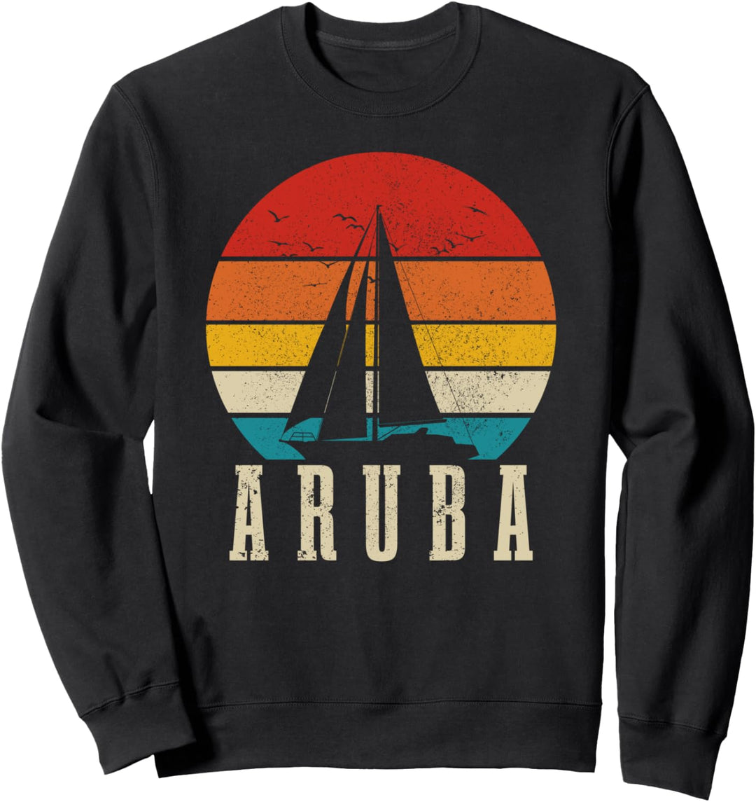 Aruba Vintage Segeln Segelboot Karibik Sweatshirt