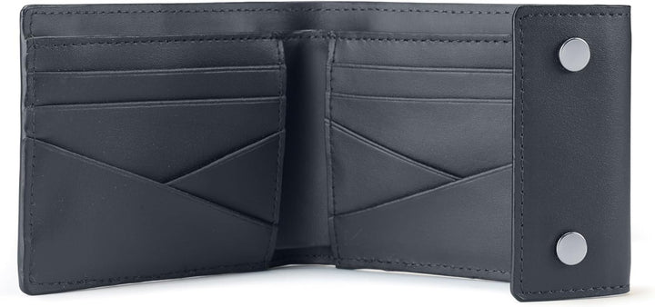 Nava Metric Geldbörse aus Leder mit Knöpfen 6 Kreditkarten Slots und RFID-Schutz, Blau