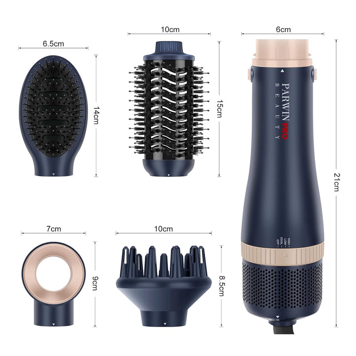 4 IN 1 Haartrockner Warmluftbürste Set, PARWIN PRO BEAUTY Styler-Set, Föhnbürste mit 4 Aufsätze zum