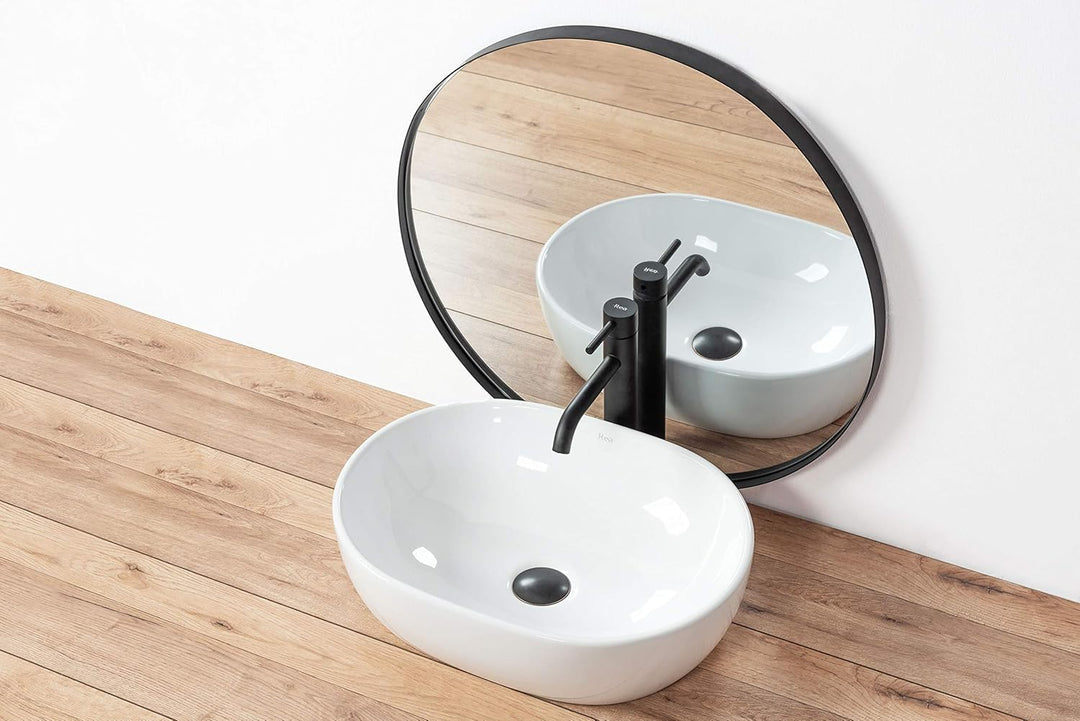 VBChome Waschbecken 48 x 34 klein Keramik Oval Waschtisch Handwaschbecken AUFSATZWASCHBECKEN WASCHSC