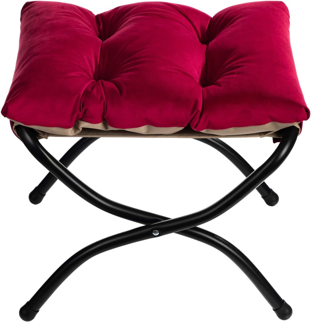 HollyHOME Fusshocker Fussstütze Klapphocker, Faltbar Sitzhocker mit Metallbeinen, Abnehmbar Gepolste