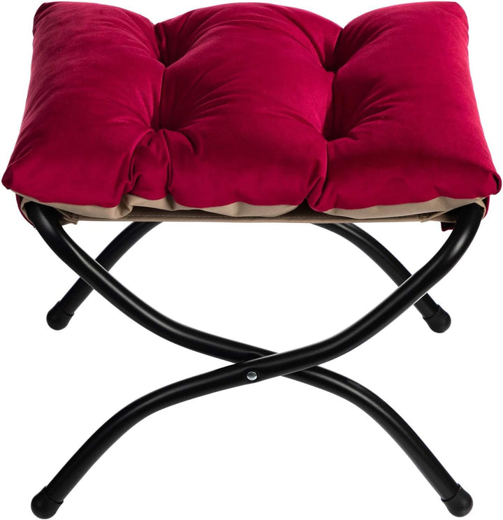 HollyHOME Fusshocker Fussstütze Klapphocker, Faltbar Sitzhocker mit Metallbeinen, Abnehmbar Gepolste