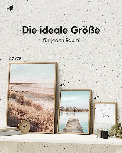 Heimlich® 1x Bilderrahmen DIN A3 30x42 cm Natur Eiche Holz Rahmen 1-Pack | Dokumentenrahmen 29,7x42