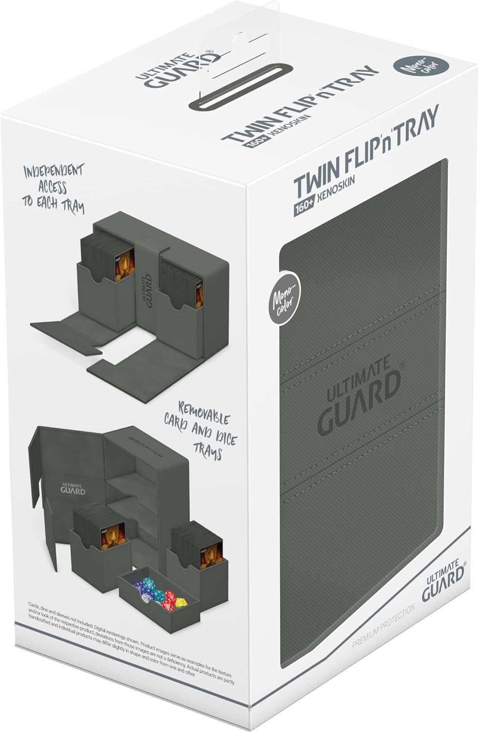 Ultimate Guard UGD011241 Twin Flip`n`Tray 160+ XenoSkin Monocolor Grau Kartenbox, Grau