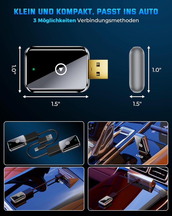 2025 Wireless Carplay Adapter für iPhone - Konvertiert kabelgebundenen zu kabellosen Carplay Adapter