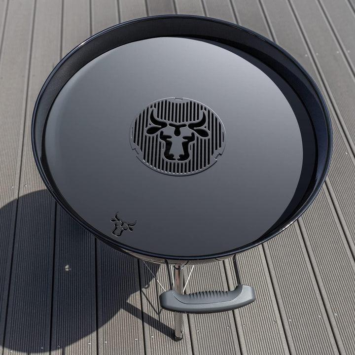 tuning-art GE01-20 Grilleinsatz | Rund | Bullenmotiv | Stahl | Grillrost für Grillplatte Plancha Grö