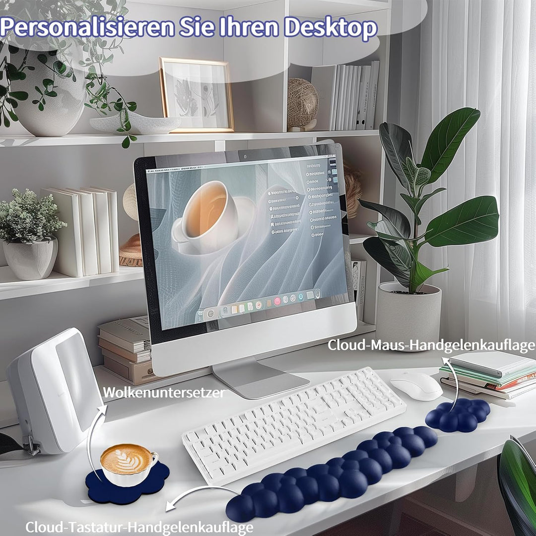 Sushret Handballenauflage Tastatur Wolke, Ergonomische Handauflage Mit PU Leder Memory Schaum, Cloud