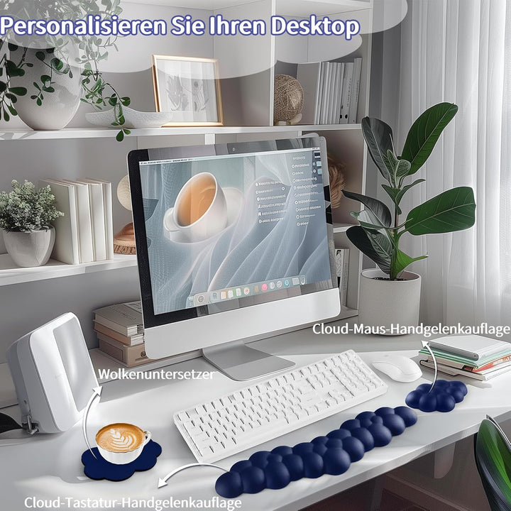 Sushret Handballenauflage Tastatur Wolke, Ergonomische Handauflage Mit PU Leder Memory Schaum, Cloud