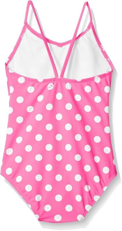 Kanu Surf Girls' Big Daisy Beach Sport 1-Piece Swimsuit, Suzie Pink Dot, 12