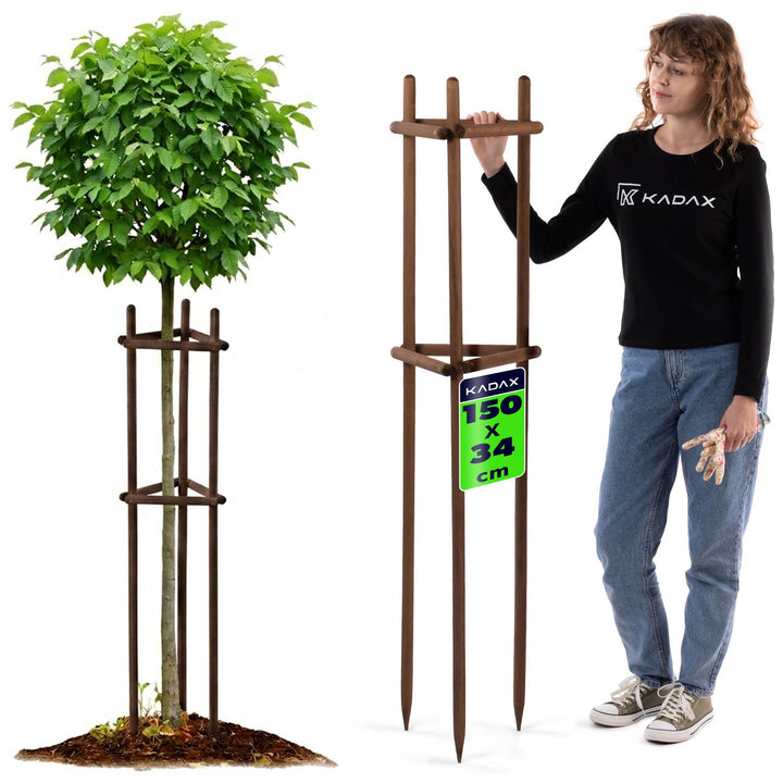 KADAX Baumstütze 150 cm aus robustem Holz, Baumpfahl zur sicheren Fixierung junger Bäume & Sträucher