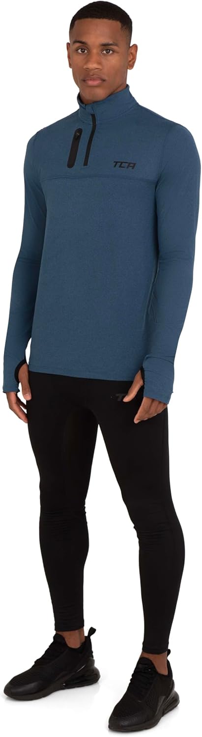 TCA Laufshirt Herren Langarm - Fusion Pro Quickdry Langarmshirt atmungsaktiv - Ski Oberteil Herren -