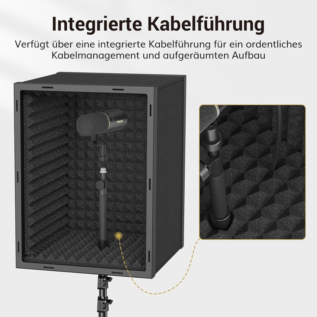 TONOR Mikrofon-Isolationsschild für Studios, gerahmte Akustikschaumstoffbox für professionelle Aufna