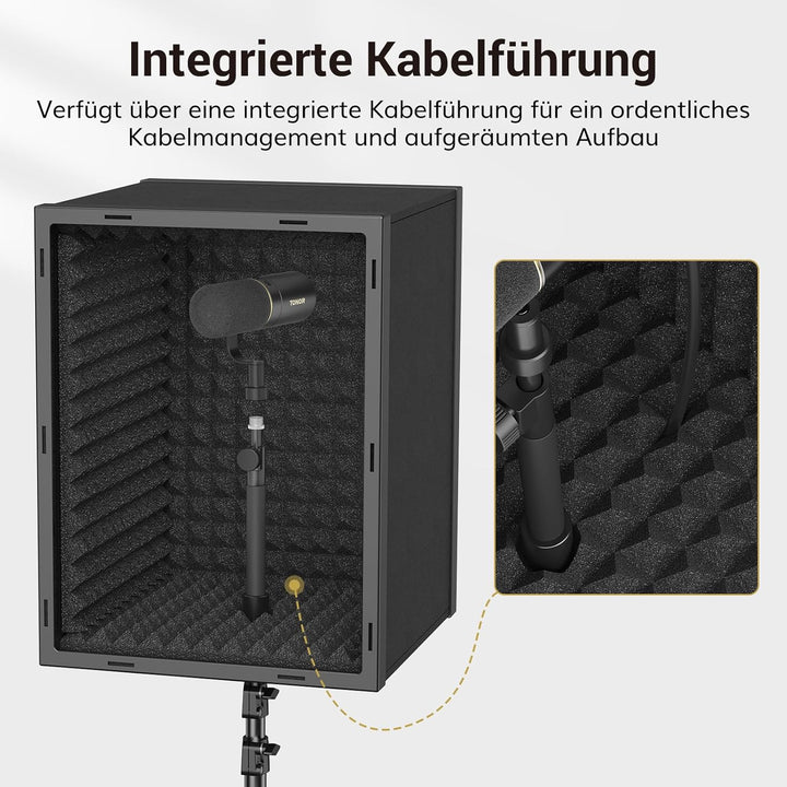 TONOR Mikrofon-Isolationsschild für Studios, gerahmte Akustikschaumstoffbox für professionelle Aufna
