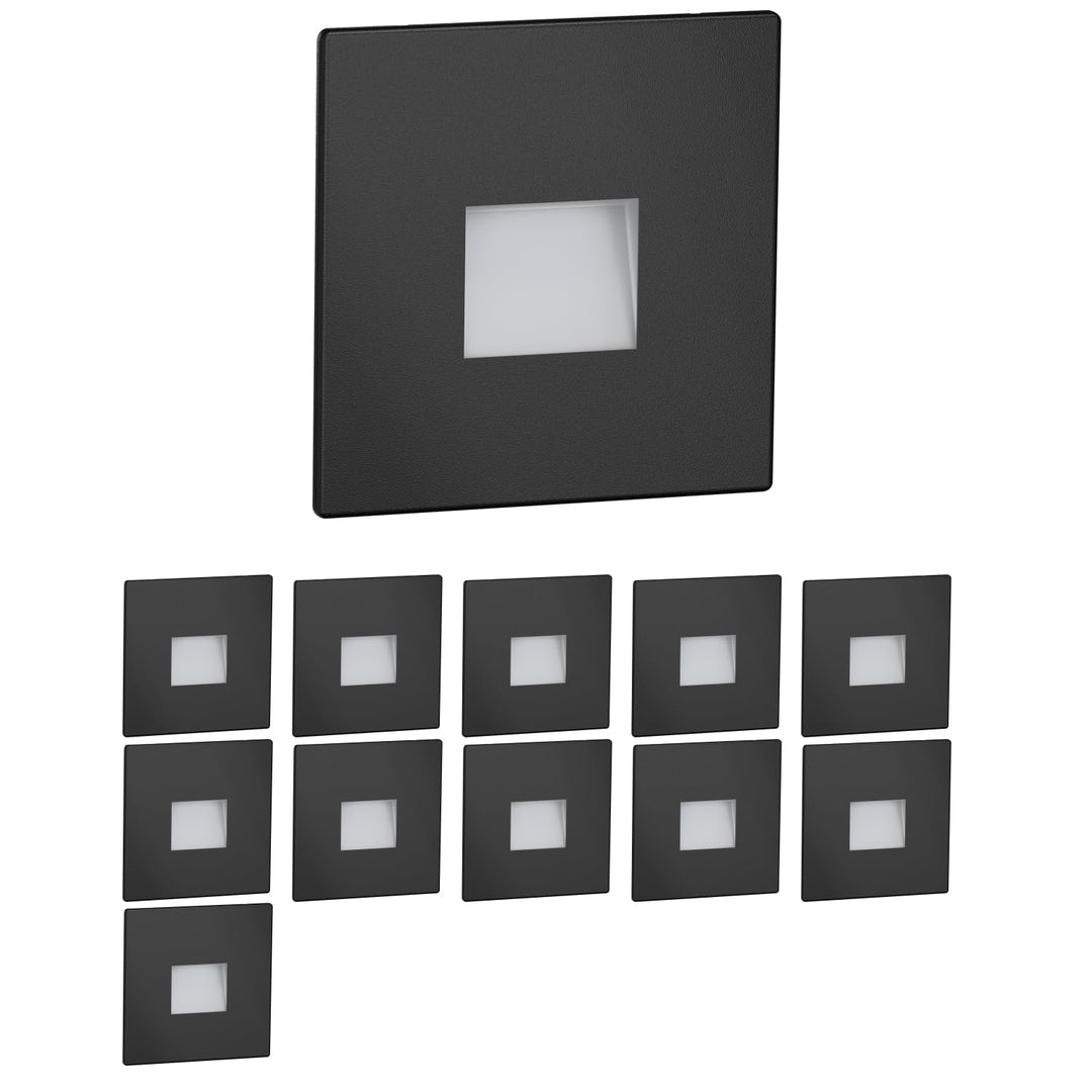 ledscom.de LED Treppenlicht/Treppenbeleuchtung FOW für innen und aussen, Downlight, eckig, schwarz,