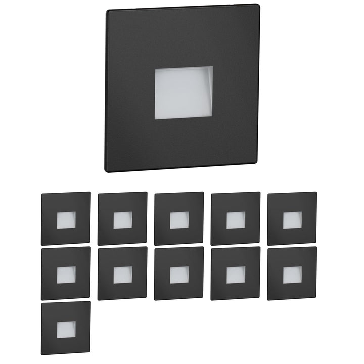ledscom.de LED Treppenlicht/Treppenbeleuchtung FOW für innen und aussen, Downlight, eckig, schwarz,