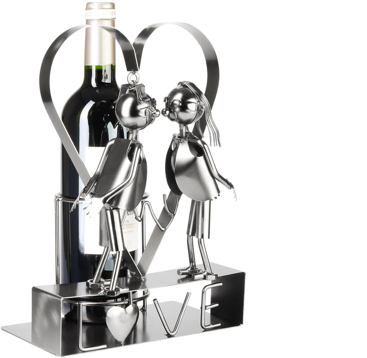 BRUBAKER Weinflaschenhalter Love Liebespaar im grossen Herz - Metall Flaschenhalter - 29 cm Wein Ges