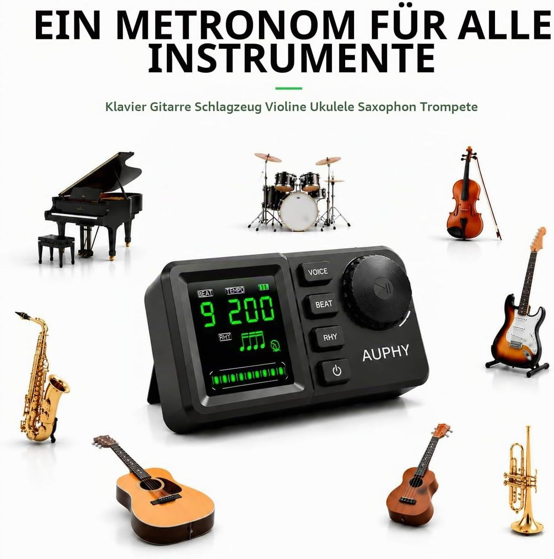 Wiederaufladbares Digitales Metronom für Schlagzeug Gitarre Bass Ukulele Saxophon Klavier usw, Schwa
