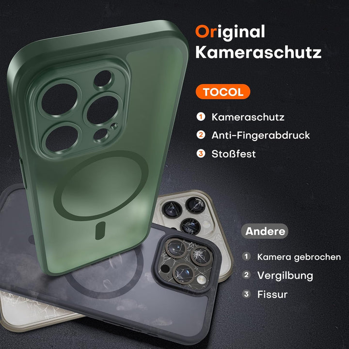 TOCOL 3 in 1 für iPhone 14 Pro Hülle für Magsafe, [Vollständiger Kameraschutz] Stossfest Kratzfest M