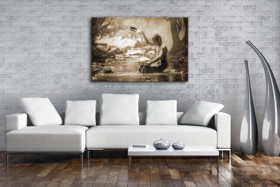 deyoli Buddhistischer Mönch Format: 80x60 Effekt: Sepia als Leinwandbild, Motiv fertig gerahmt auf E