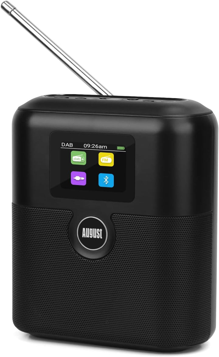 Wiederaufladbares DAB+/FM Radio mit Bluetooth Lautsprecher -August MB330- tragbarer Radiowecker mit