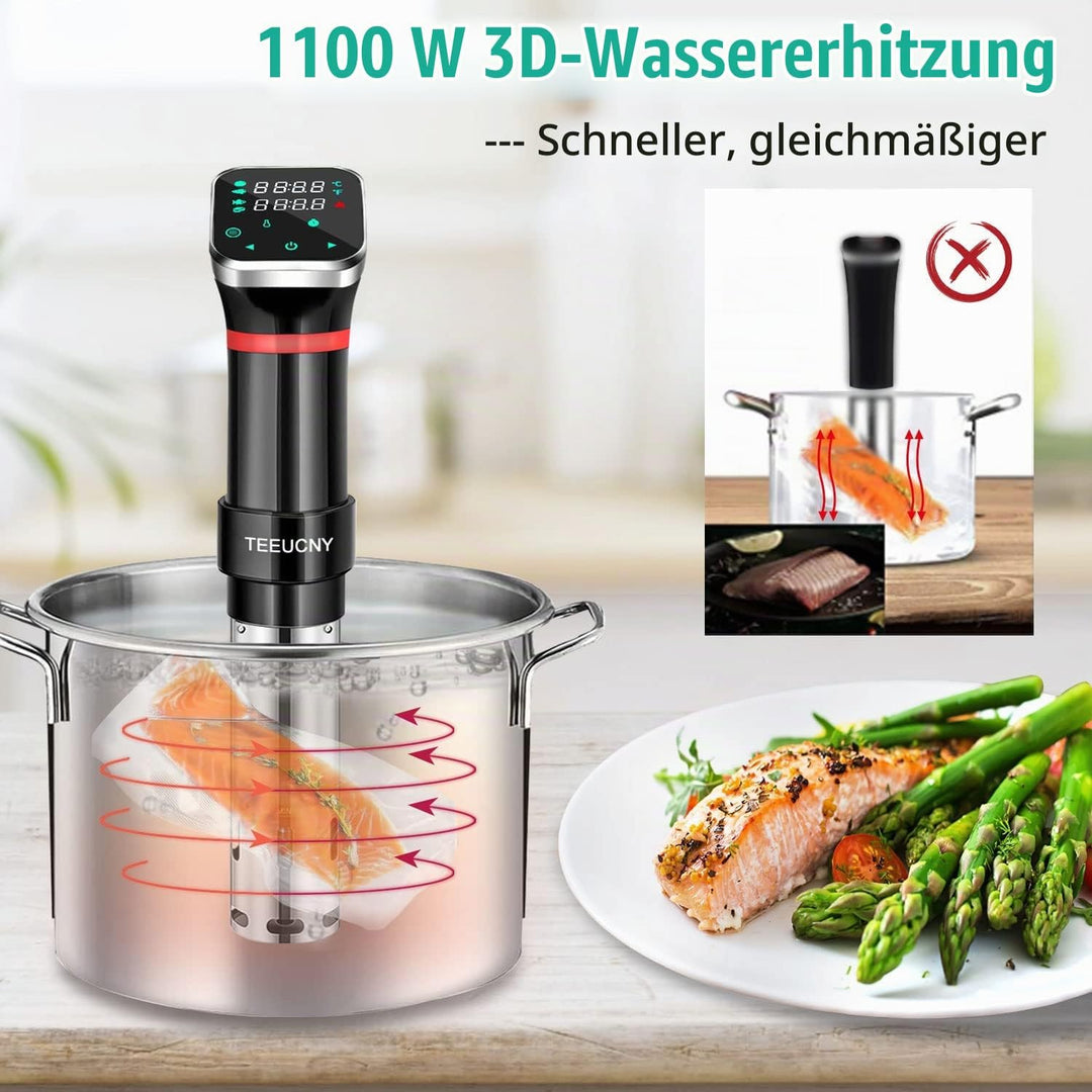Sous Vide, TEEUCNY 1100W Sous-vide Stick Präzisionskochtopf Immersion Tauchzirkulator Präziser Tempe