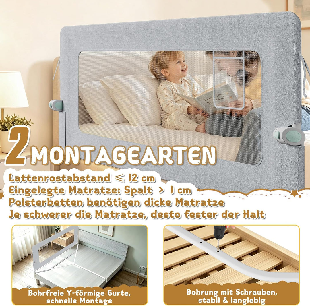 1st Bettgitter Bettschutzgitter Kinderbettgitter für Kinder, Rausfallschutz Bett Babybettgitter Klap
