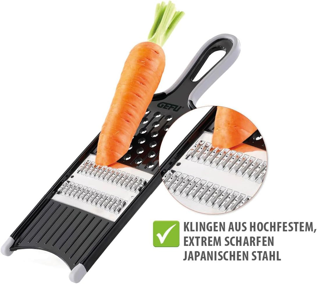 GEFU Juliennehobel ASIA | Extrem scharfe Klingen aus japanischem Stahl | Rutschfeste Füsse, Reibeflä