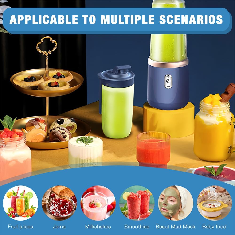 Tragbarer Mixer, 400ml Mixer Smoothie Maker to Go mit Digitalanzeige, Portabler Elektrischer Saftpre