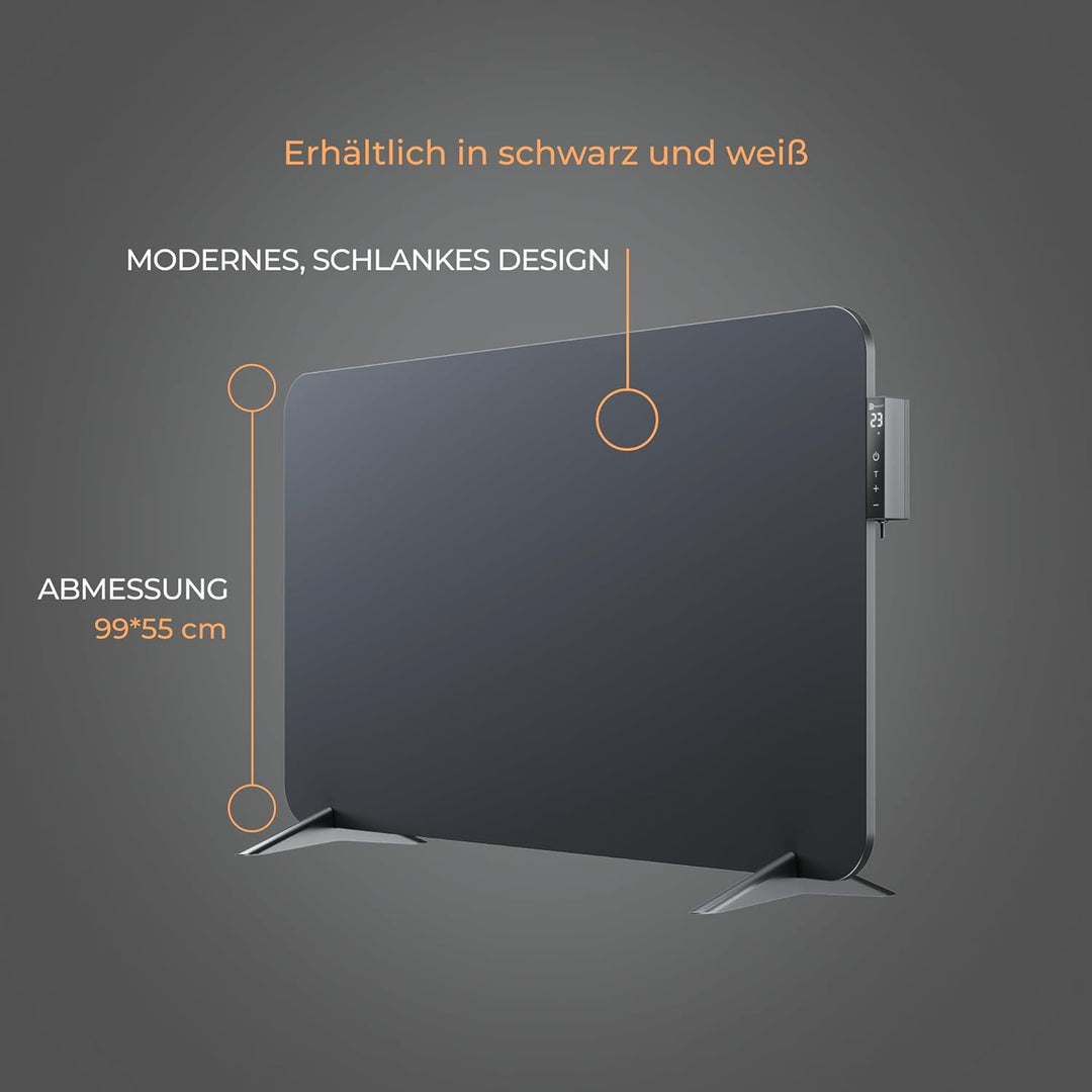 BR Bringer Infrarotheizung 750 Watt mit Smart Thermostat, WIFI & App - für Wandmontage oder als Stan