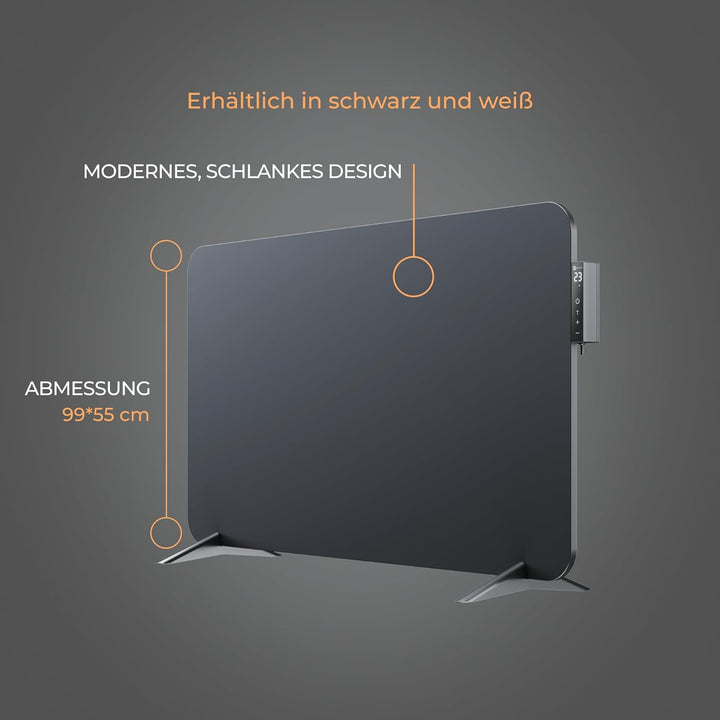 BR Bringer Infrarotheizung 750 Watt mit Smart Thermostat, WIFI & App - für Wandmontage oder als Stan