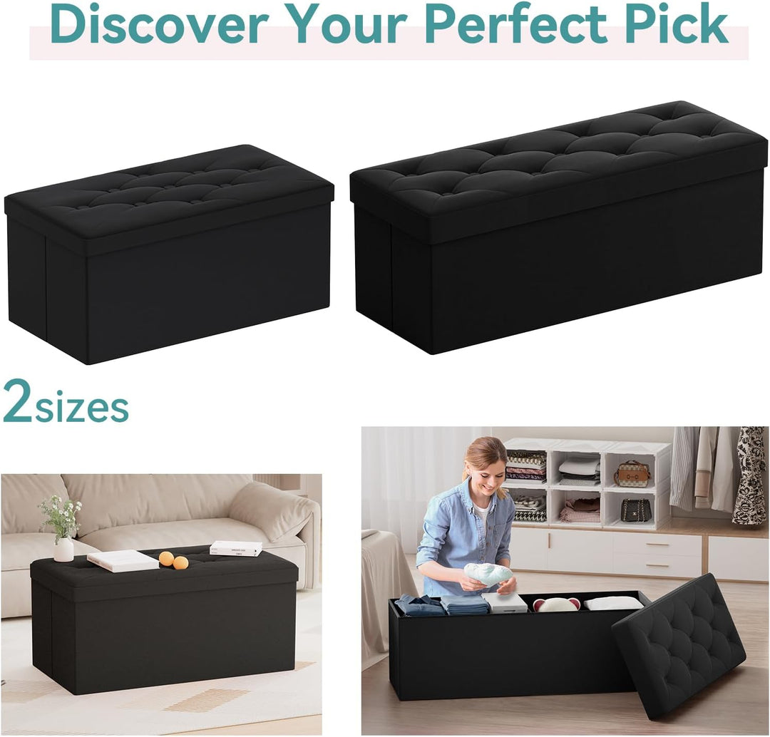 BRIAN & DANY Sitzbank mit Stauraum, Faltbar Sitzhocker Truhen Aufbewahrungsbox aus Samt, 76 x 38 x 3