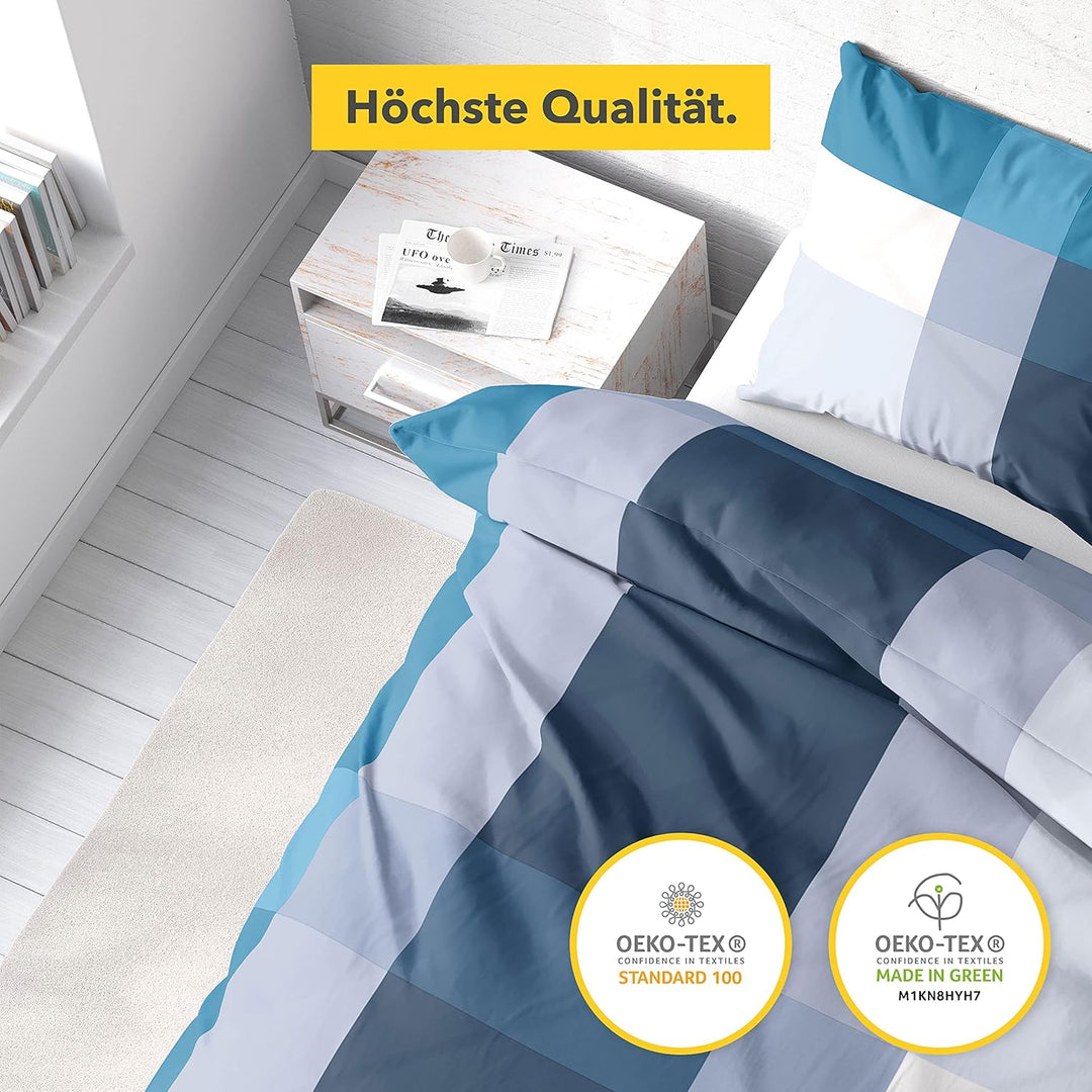 Träumschön Renforce Bettwäsche 155x220 Baumwolle - Sommerbettwäsche 155x220 Baumwolle - Bettbezug Bl