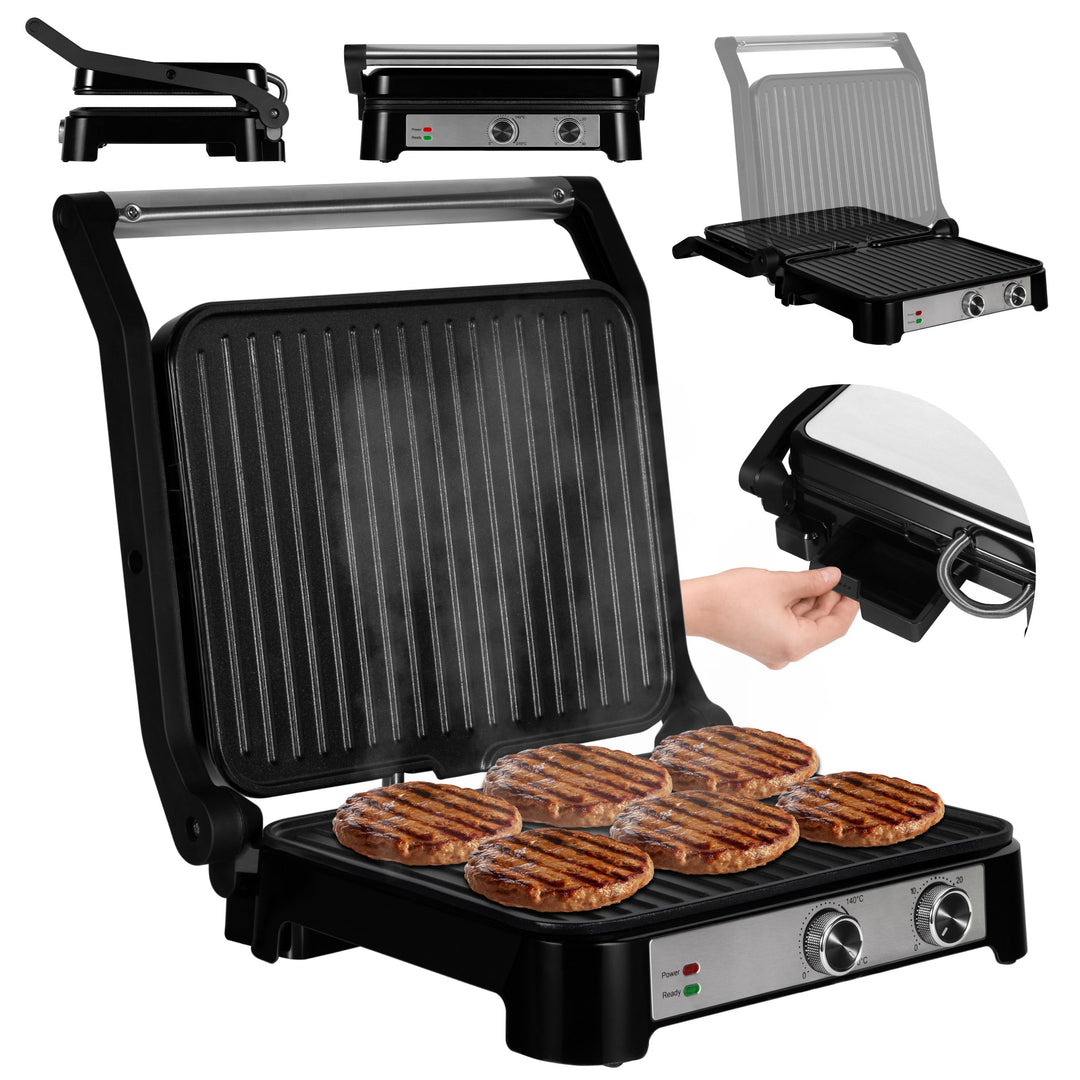 ZEEGMA GRILL CHEF BASE CONTROL 2-in-1 Elektro-Kontaktgrill und Toaster für Paninis, Toast, Steaks, 2