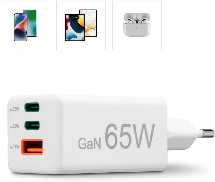 Hama Schnellladegerät USB (Ladegerät mehrfach, USB C, USB A, Handy Tablet Laptop Universal Ladegerät