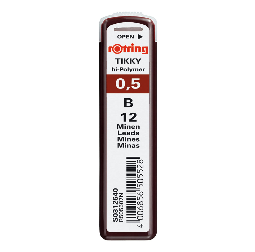 rOtring Tikky-Druckbleistift Nachfüllminen | 0,5 mm | B | 10 Stück (120 Minen) 0,5 mm B, 0,5 mm B