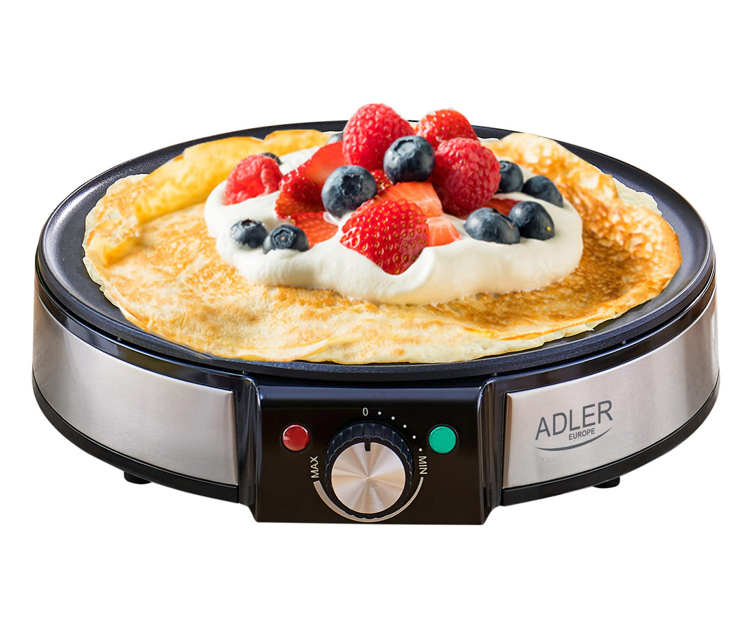 ADLER AD3058 Crêpes und Pfannkuchen Maker – Elektrische Antihaft-Heizplatte mit Erhöhten Kanten für