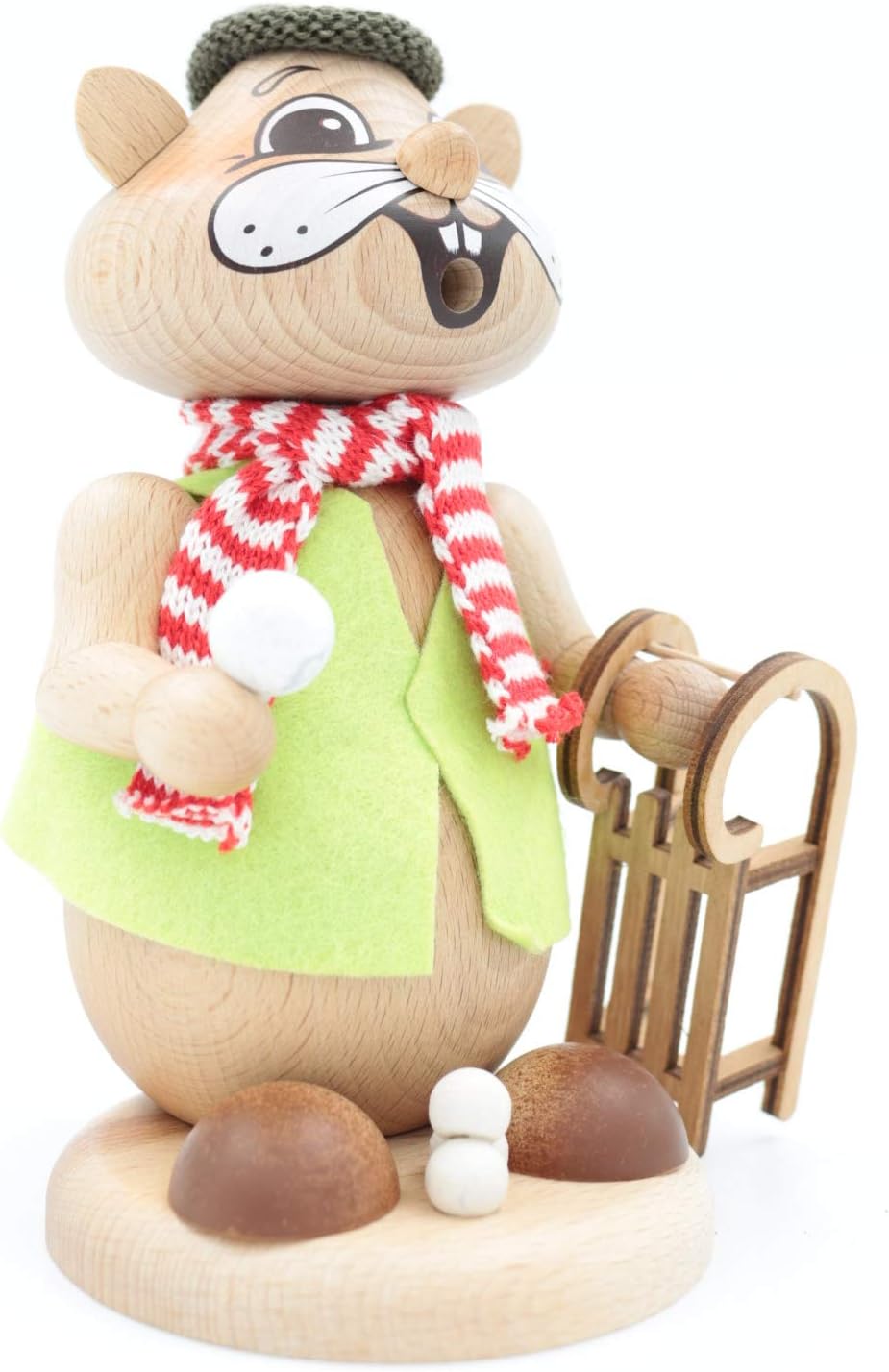 Kuhnert - Erzgebirgische Holzkunst Räuchermann Räucherfigur Hamster 18cm - Rodler, Rodler