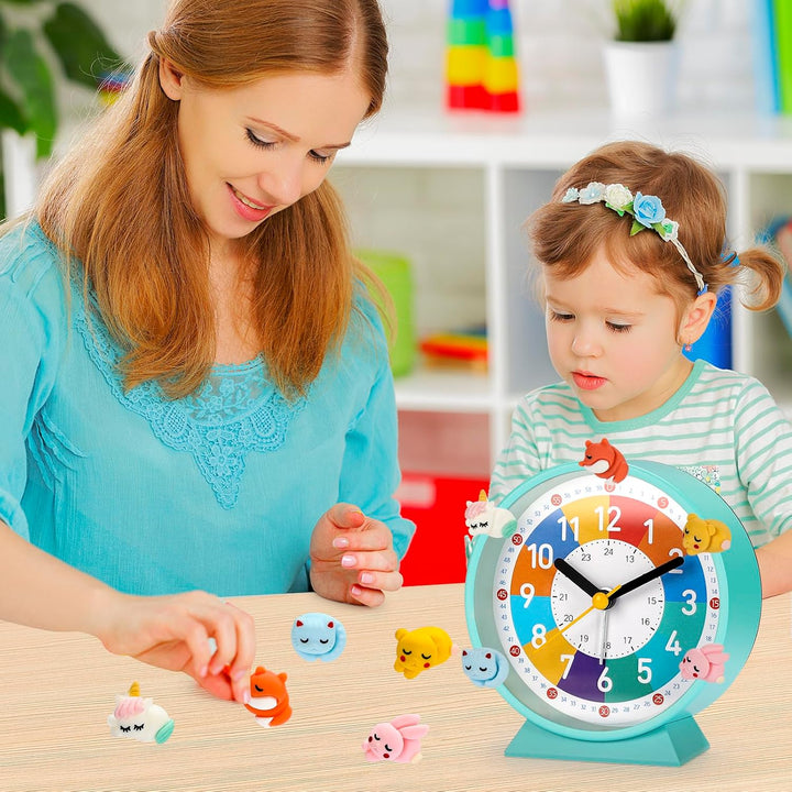 Wecker Kinder, Kinderwecker für Schulanfänge, Kein Tickendes Geräusch, Mit Nachtlicht und Schlummerf