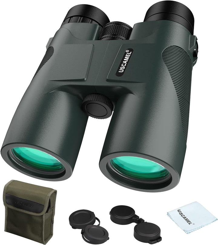 USCAMEL Fernglas Testsieger, 10x42 Wasserdicht Metallische Spiegelkörper Grüner Film Hohe Binoculars