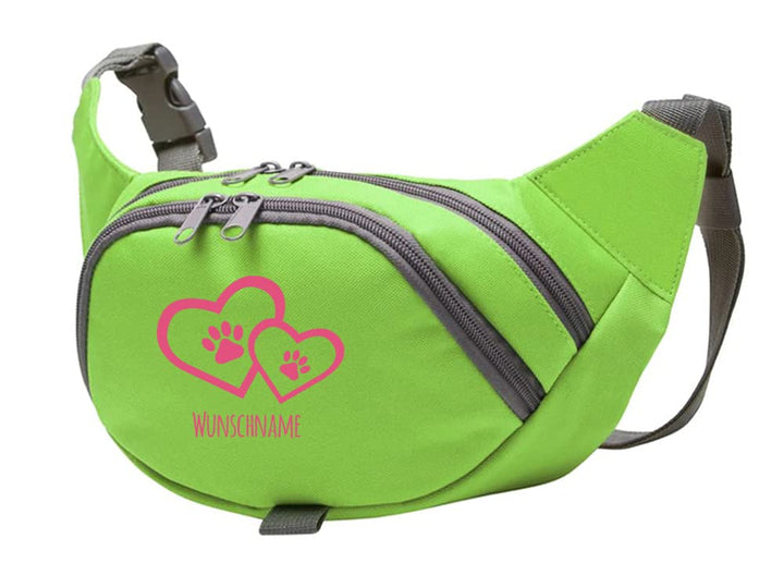 Tierisch-tolle Geschenke Hundesport Bauchtasche Leckerlie-Tasche mit 2 Herzen, 2 Pfoten und Wunschna