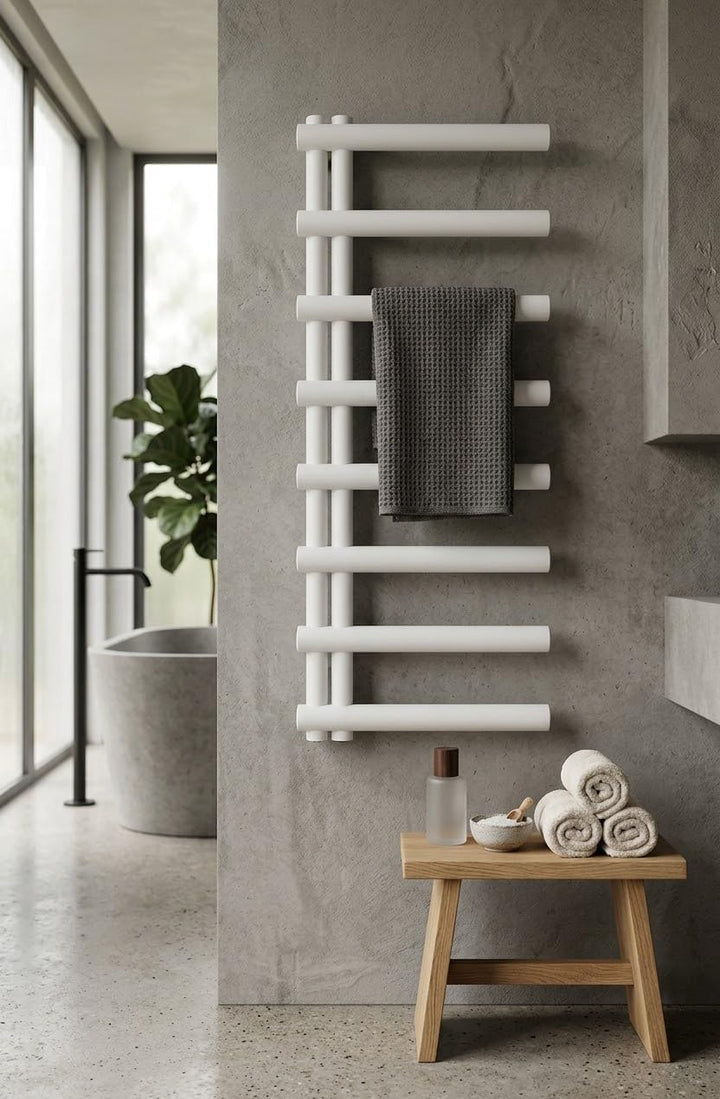 Aspira Home Moderner Design Badheizkörper „Cosy“ - Weiss - Mittelanschluss 1/2“ - 500x1150mm - Handt