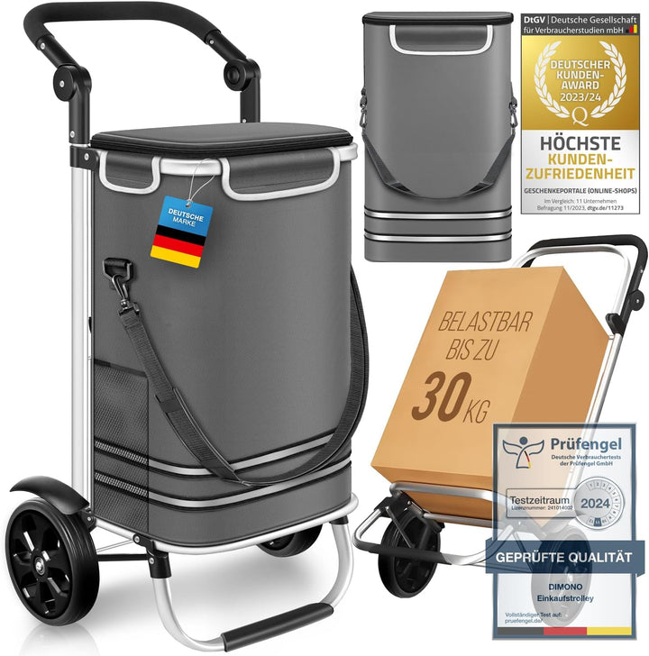 Dimono® Einkaufstrolley Klappbarer 3 in1 Trolley zum Einkaufen; 56 Liter inkl. Kühlfach; Transportwa