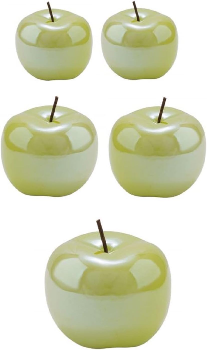 ETC dekorativer Deko-Apfel Dekoobjekt Apfel Keramik hellgrün glänzend in verschiedenen Grössen (2 x
