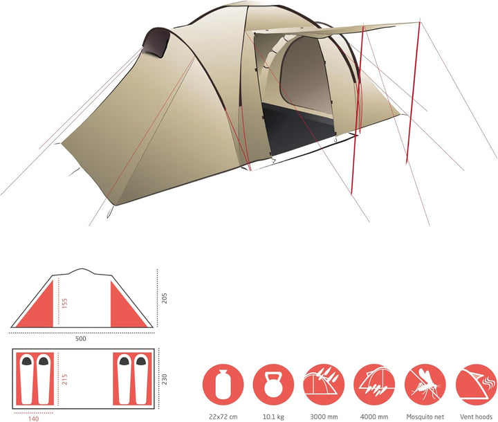 Grand Canyon Unisex – Erwachsene Atlanta 4 Zelt, Mehrfarbig, 4 Personen