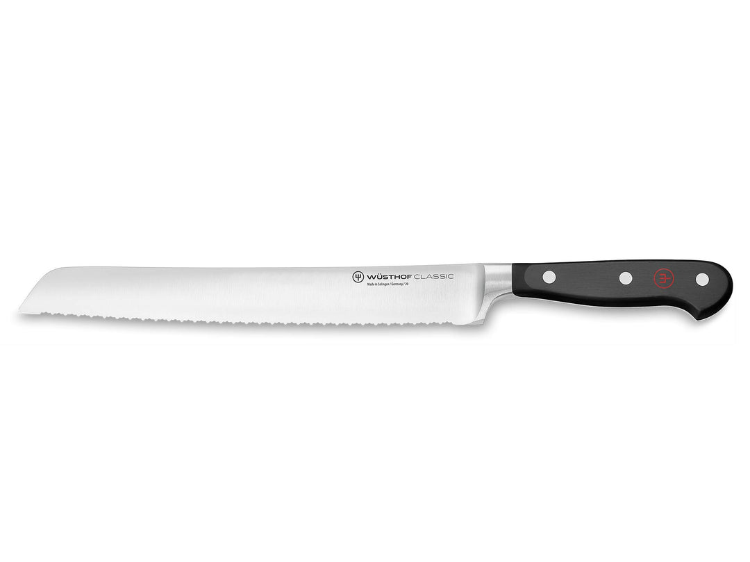 WÜSTHOF Classic Brotmesser 23 cm mit Präzisions-Doppelwelle, schwarz, Schwarz