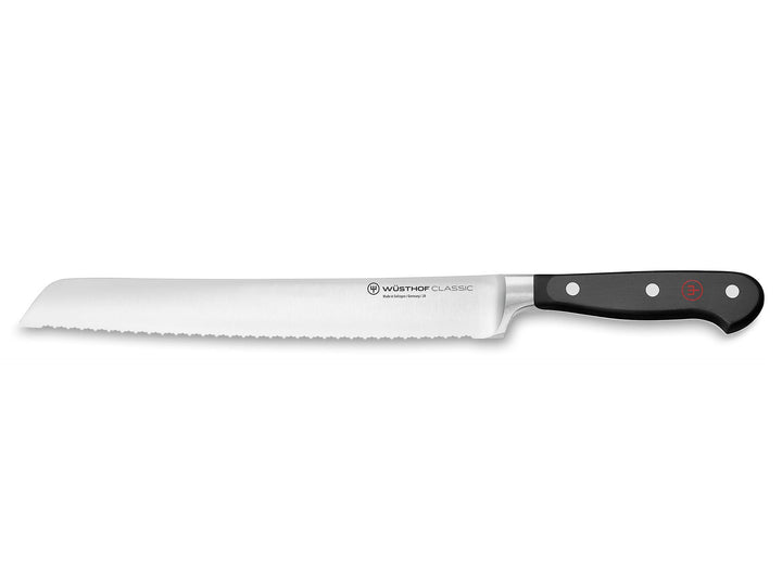 WÜSTHOF Classic Brotmesser 23 cm mit Präzisions-Doppelwelle, schwarz, Schwarz